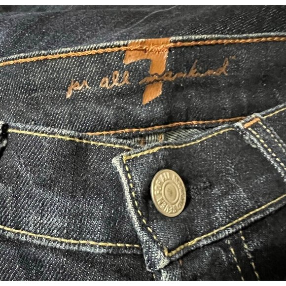 7FAM Womens Jeans Size 28 Dark Blue Denim Flare Low-Rise A3 - Picture 5 of 7